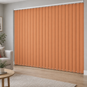 Signature Blackout Orange complete vertical blind in a room