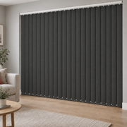 Signature Blackout Black complete vertical blind in a room
