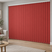 Signature Blackout Red complete vertical blind in a room