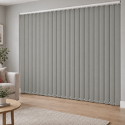 Signature Blackout Mid Grey complete vertical blind in a room