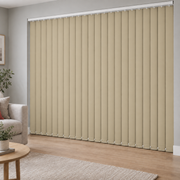Signature Blackout Sand complete vertical blind in a room